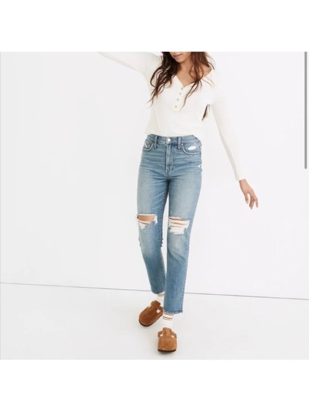 Madewell Perfect Vintage Distressed Light Wash Jeans - 27
